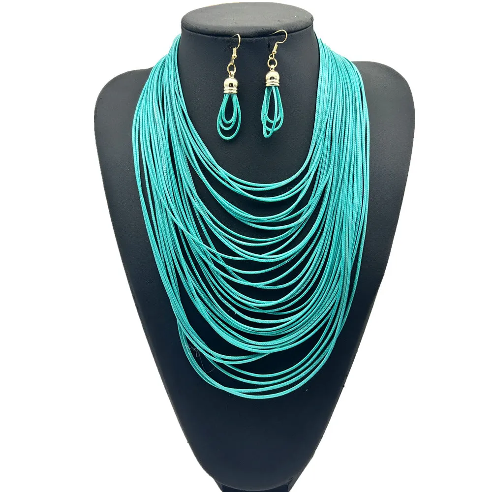 Exotic Tassel Necklace Set - Fashionable Sweater Chain with Magnetic Clasp