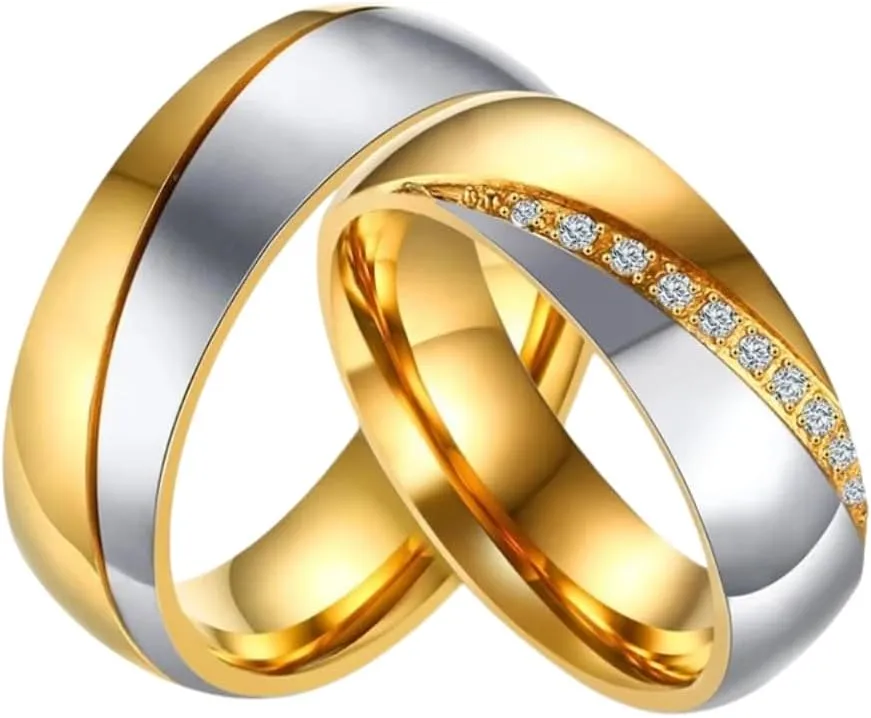 Fashion Classic Titanium Steel Men's Rings and Women's Wedding Engagement Couple Rings with Zircon Inlaid Jewelry Fashion Accessories Creative
