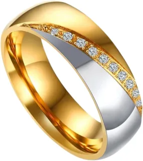 Fashion Classic Titanium Steel Men's Rings and Women's Wedding Engagement Couple Rings with Zircon Inlaid Jewelry Fashion Accessories Creative