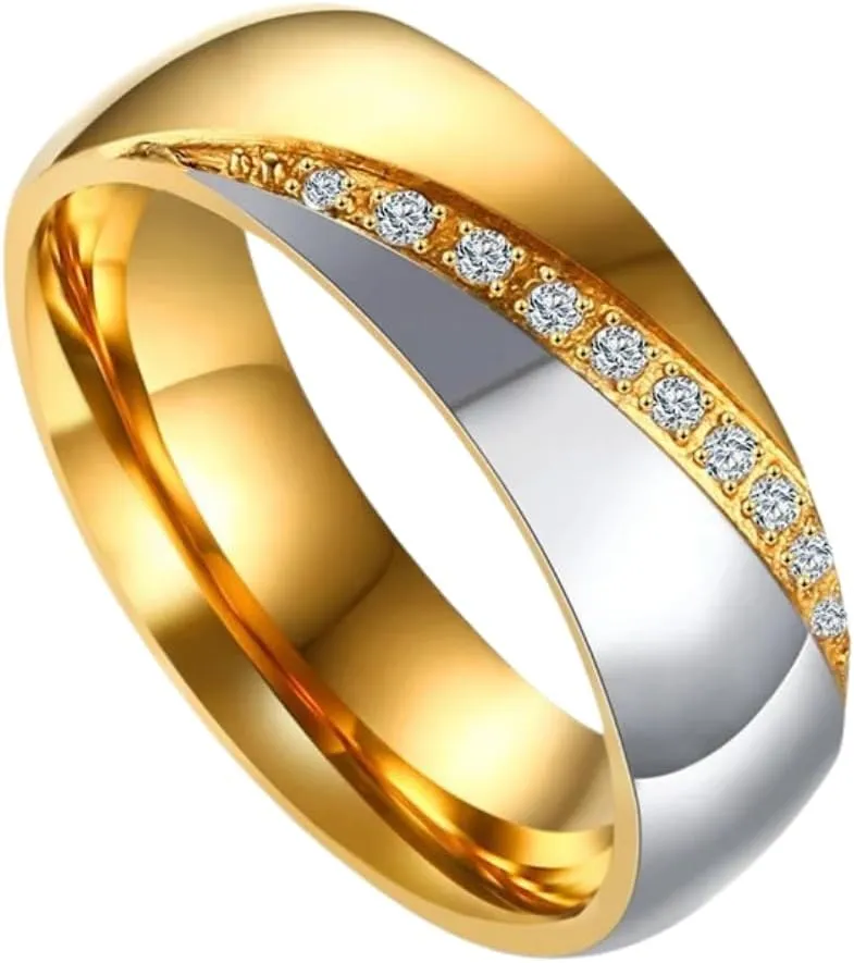 Fashion Classic Titanium Steel Men's Rings and Women's Wedding Engagement Couple Rings with Zircon Inlaid Jewelry Fashion Accessories Creative