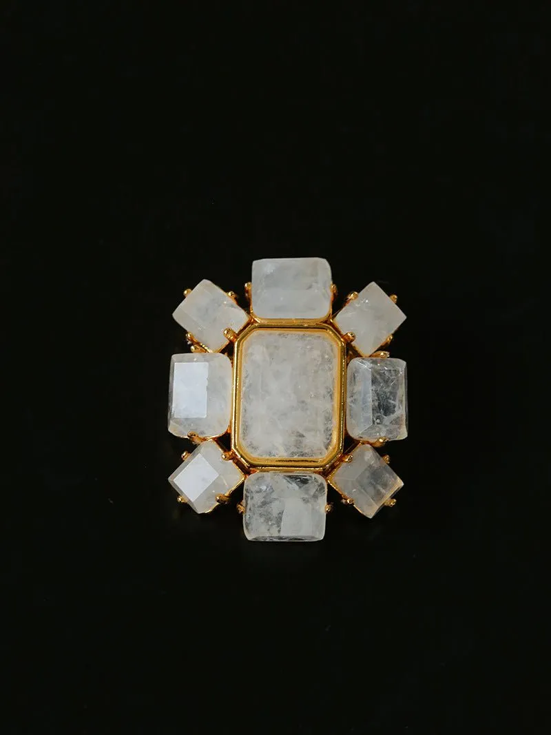 Fashion Rock Sugar White Crystal Brooch
