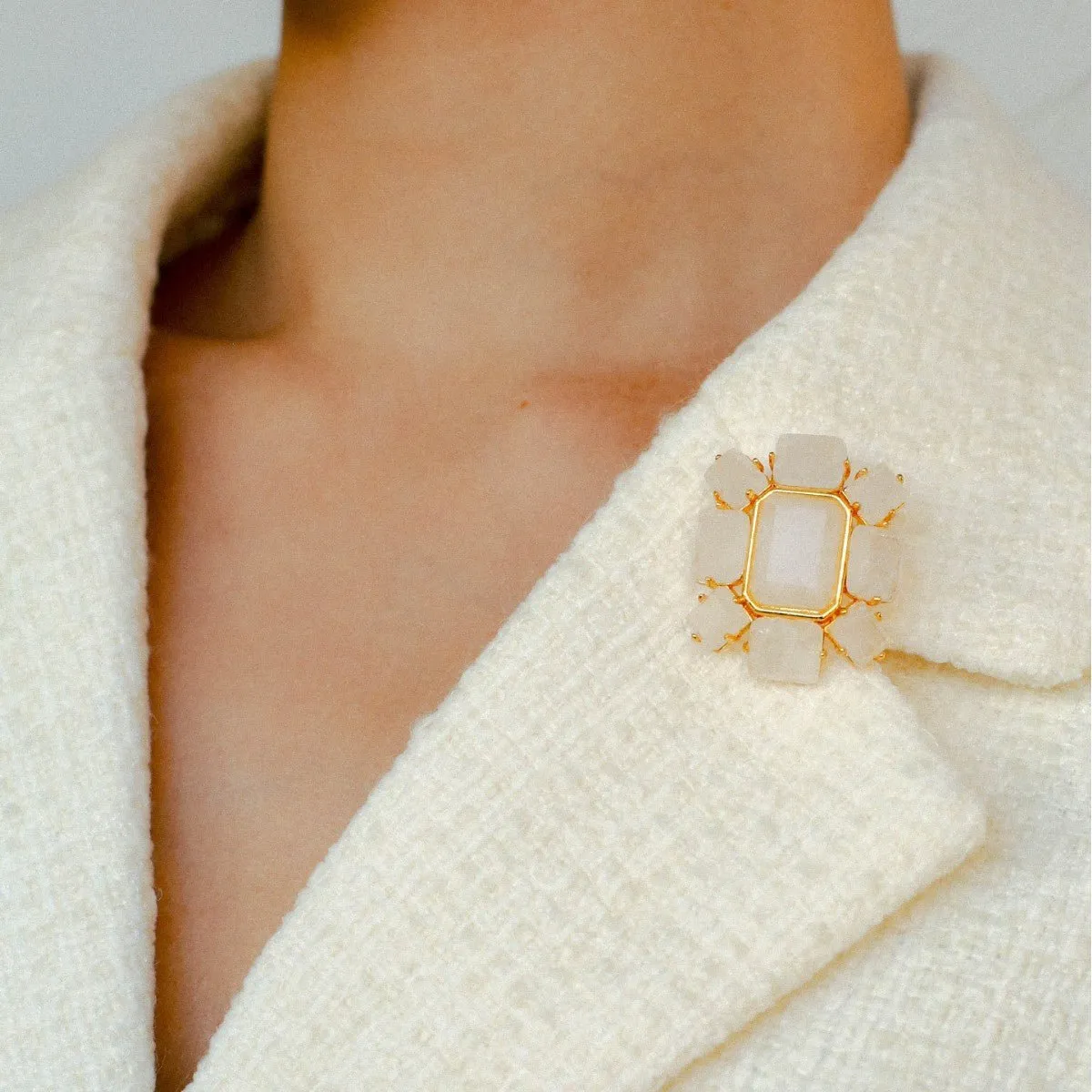 Fashion Rock Sugar White Crystal Brooch