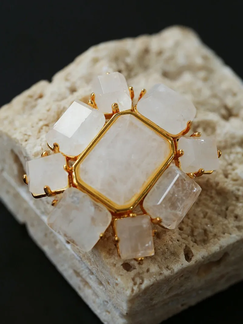 Fashion Rock Sugar White Crystal Brooch