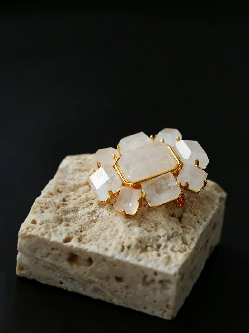 Fashion Rock Sugar White Crystal Brooch