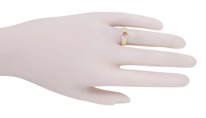 Filigree Flowing Scrolls Engagement Ring Setting for a 1/2 Carat Diamond in 14 Karat Yellow Gold | 5.5mm Round Mount