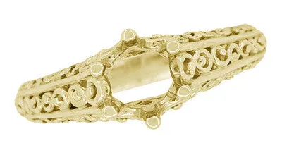 Filigree Flowing Scrolls Engagement Ring Setting for a 1/2 Carat Diamond in 14 Karat Yellow Gold | 5.5mm Round Mount