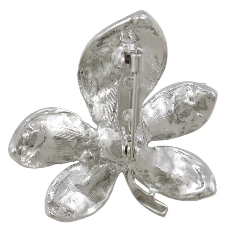 Flower with Pink Crystals and White Pearl Brooch Pin - PRP310