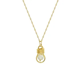 French Instagram Style Light Bulb Pendant Necklace with Collarbone Chain and Imitation Pearl Detail