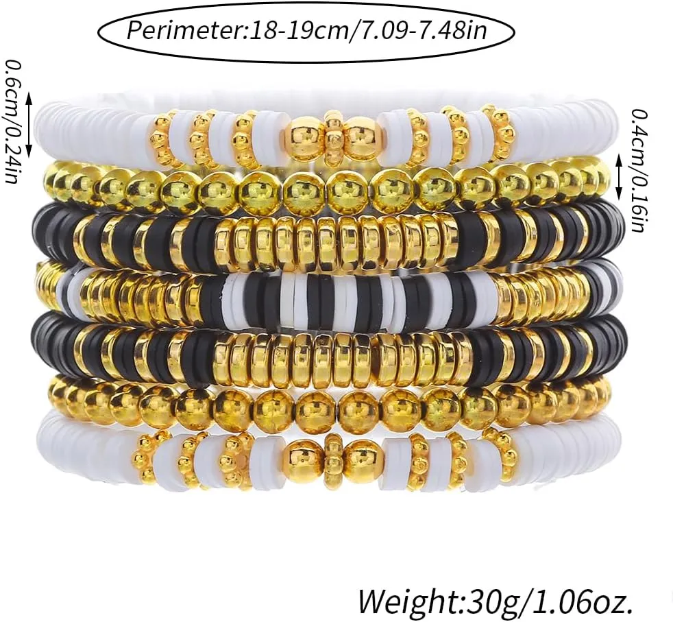 Friendship Bracelets Boho Stackable Bracelets for Women Beach Jewelry Surfer Heishi Clay Bead Bracelets