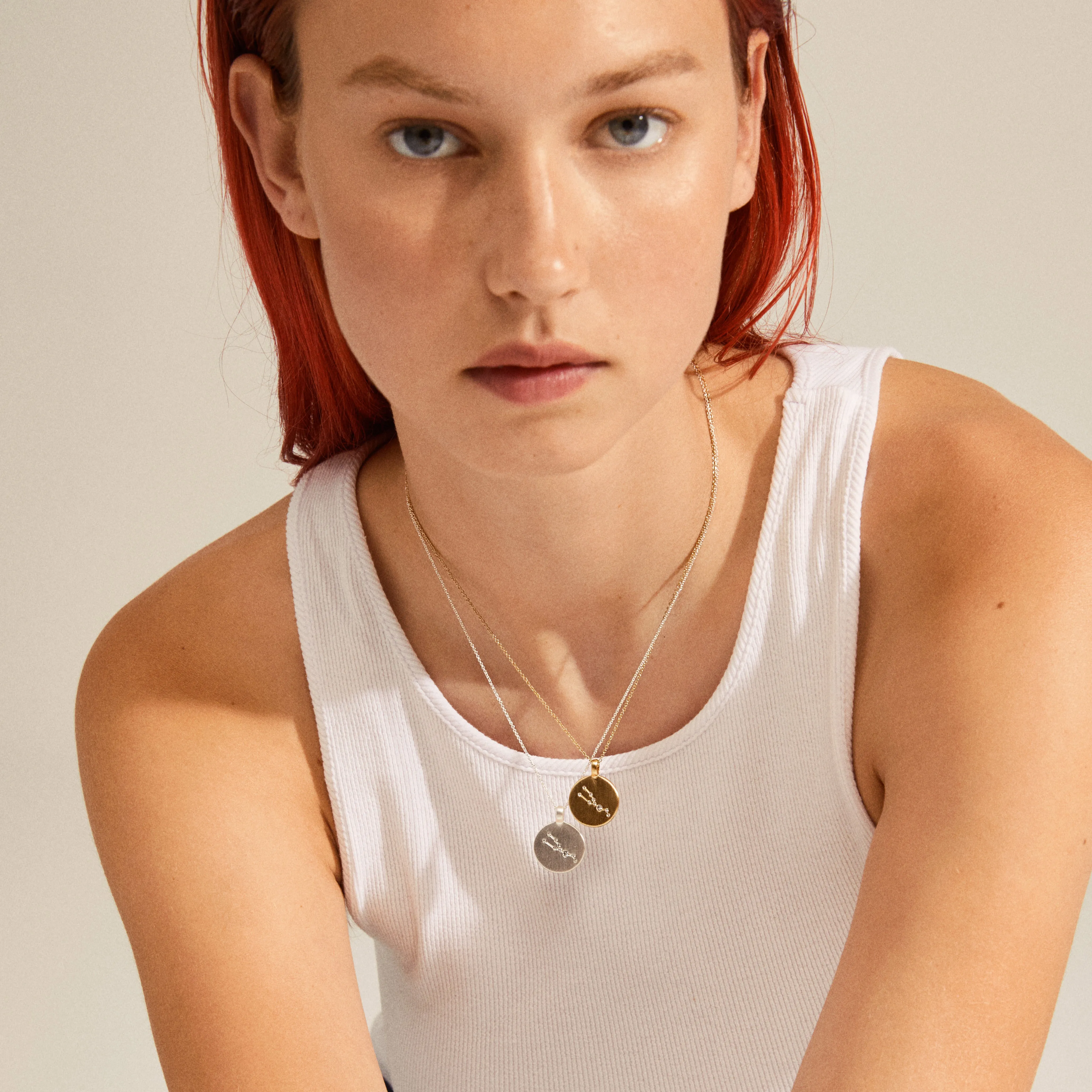 GEMINI Zodiac Sign Coin Necklace, gold-plated