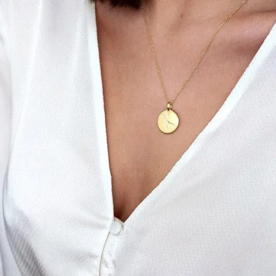 GEMINI Zodiac Sign Coin Necklace, gold-plated