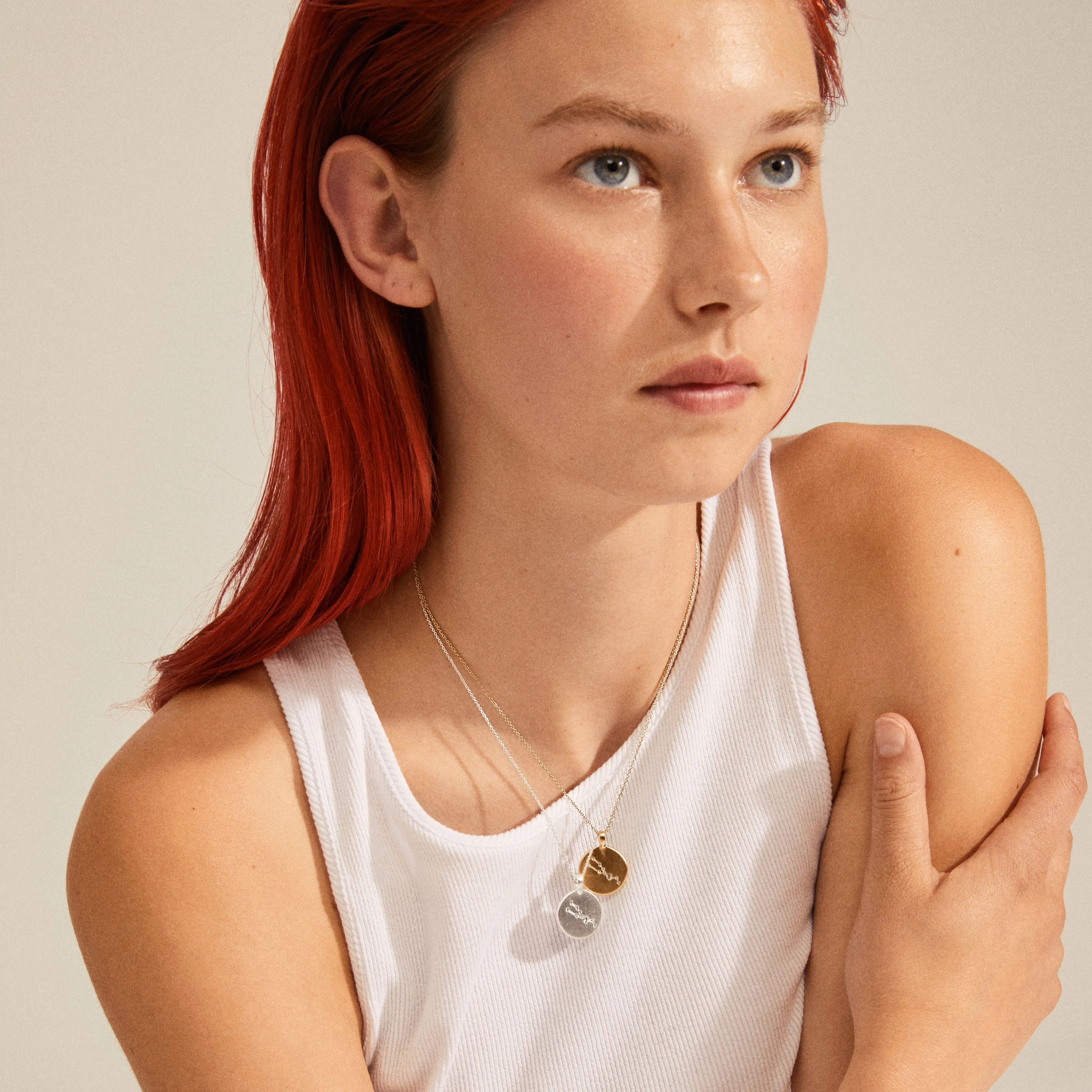 GEMINI Zodiac Sign Coin Necklace, gold-plated