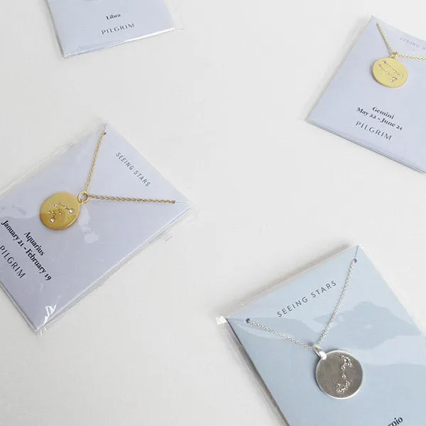GEMINI Zodiac Sign Coin Necklace, gold-plated