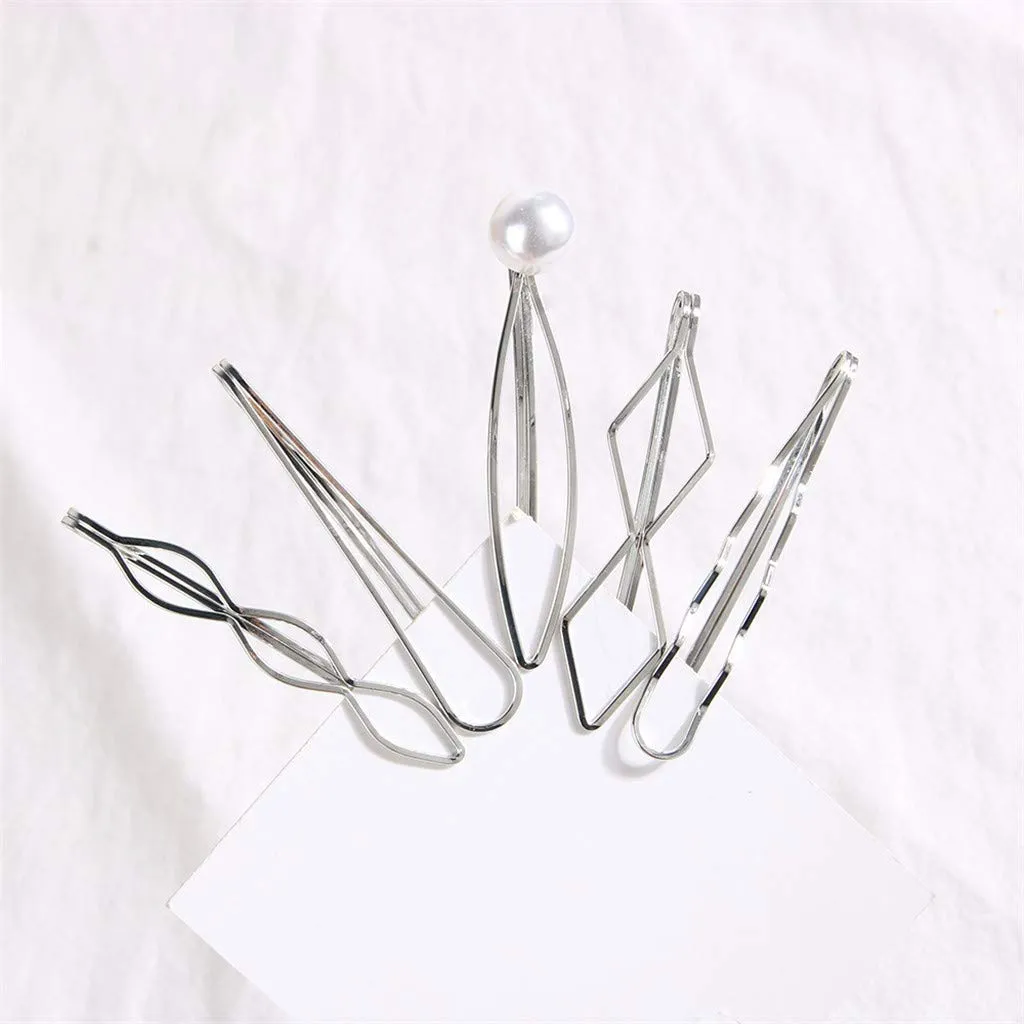 Gift Girl Barrette Hairpin Pearl Cute 5PC Accessories Hair Clip Bead Women Accessory Fabric Headband Stretchy Forehead Band