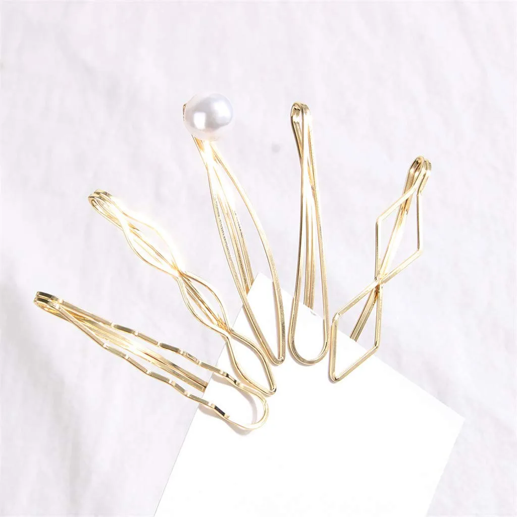 Gift Girl Barrette Hairpin Pearl Cute 5PC Accessories Hair Clip Bead Women Accessory Fabric Headband Stretchy Forehead Band