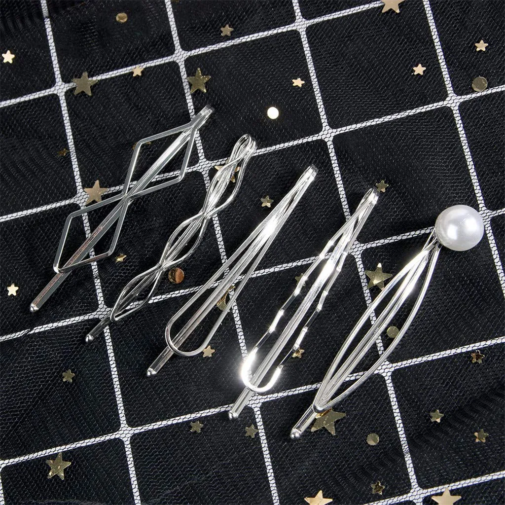 Gift Girl Barrette Hairpin Pearl Cute 5PC Accessories Hair Clip Bead Women Accessory Fabric Headband Stretchy Forehead Band