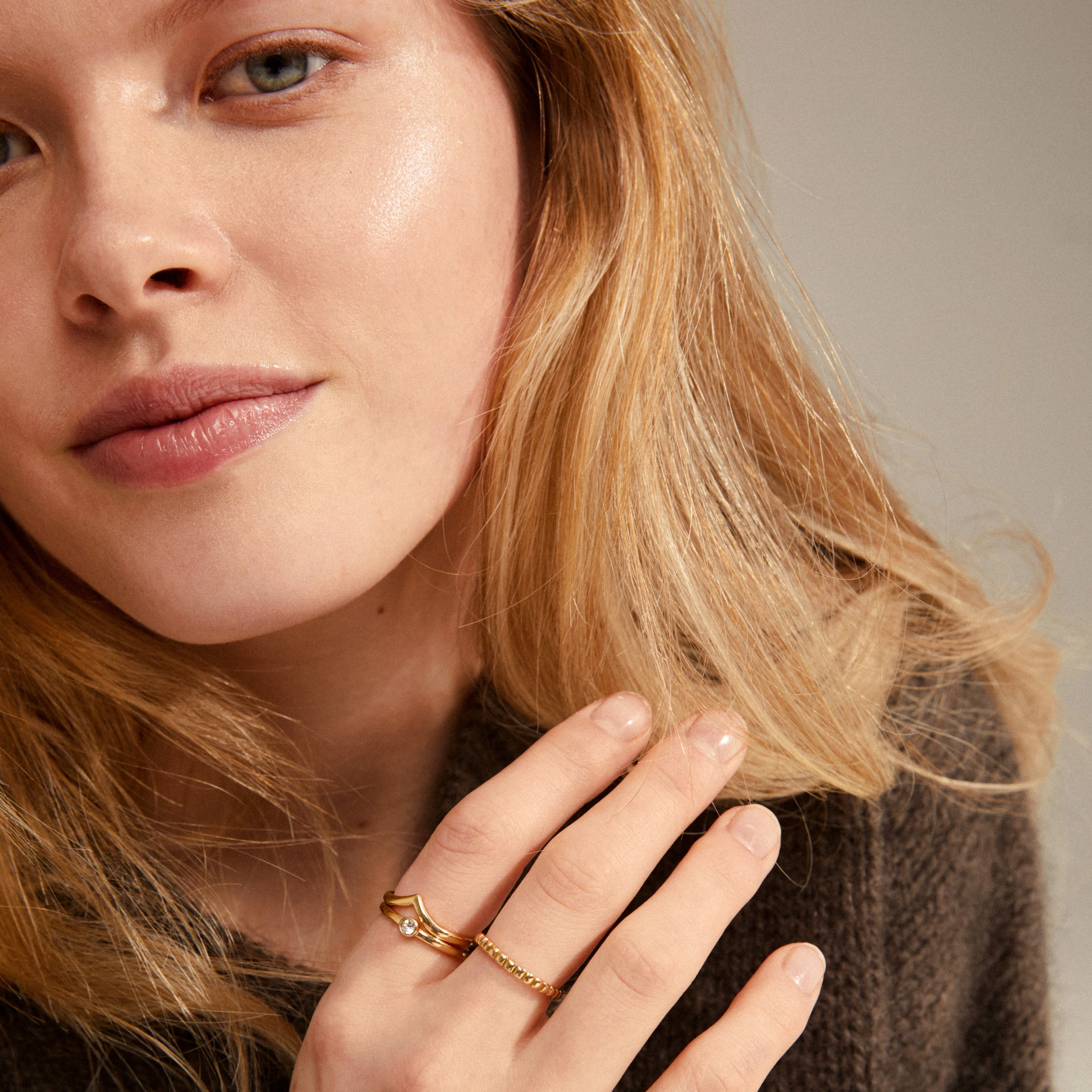 GIFT SET, 3-in-1 set, stack rings, gold-plated