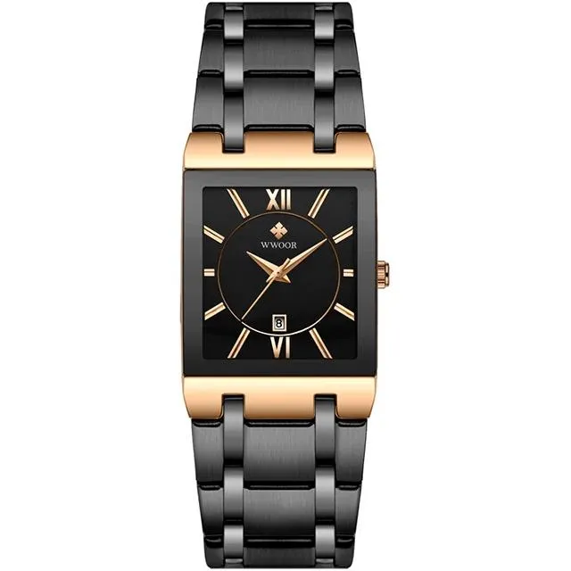 Gold Black Square Quartz Men Watch