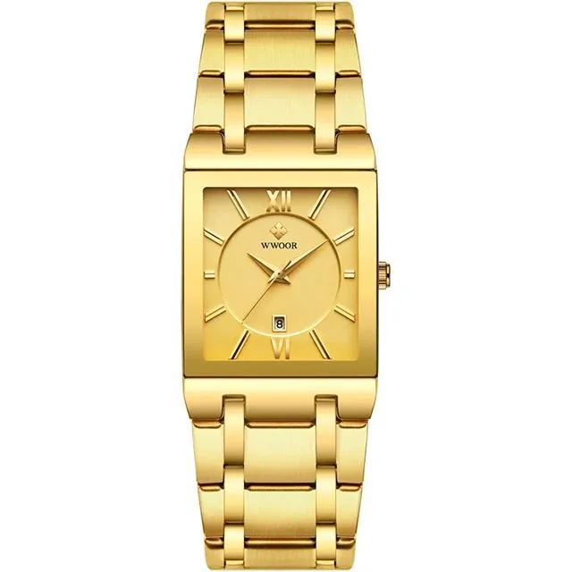 Gold Black Square Quartz Men Watch