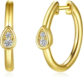 Gold Hoop Earrings for Women: 14K Gold Plated Hoops Huggie Earrings Minimalists Cubic Zirconia Stud Earrings for Women Christmas Birthday Gifts
