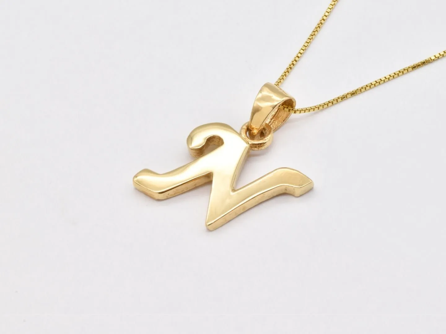 Gold Letter N Pendant - Alphabet Letter Necklace - Initial Letter N Pendant