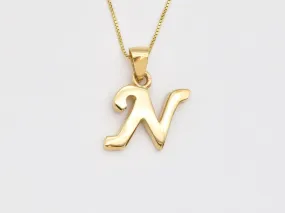 Gold Letter N Pendant - Alphabet Letter Necklace - Initial Letter N Pendant