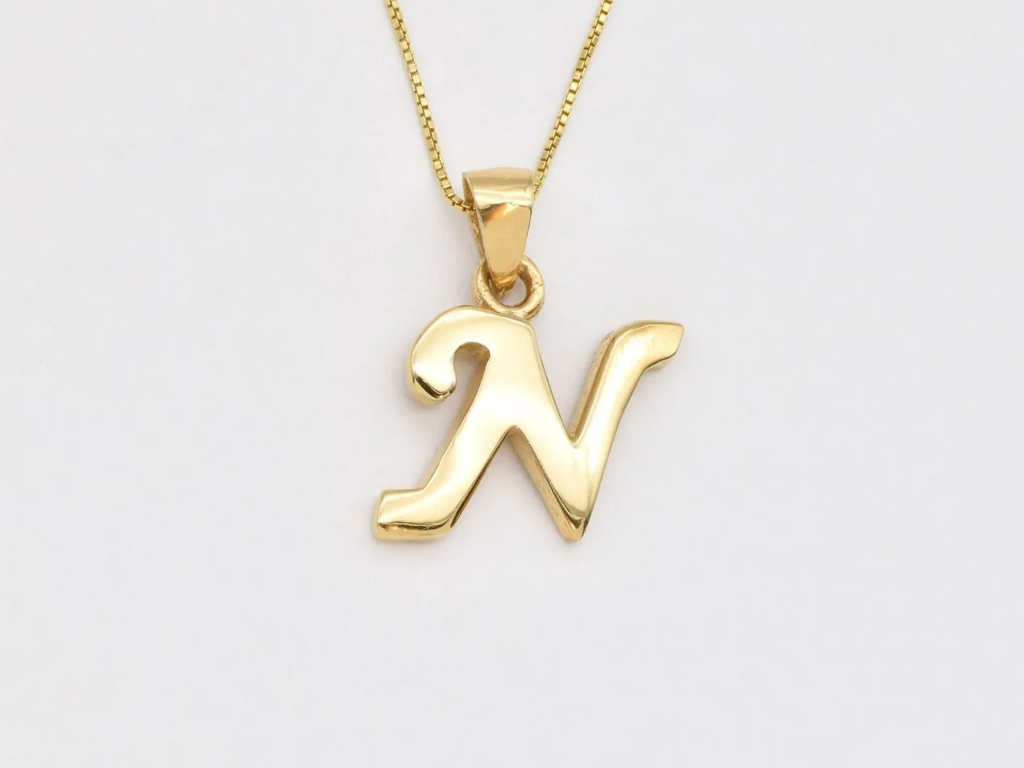 Gold Letter N Pendant - Alphabet Letter Necklace - Initial Letter N Pendant