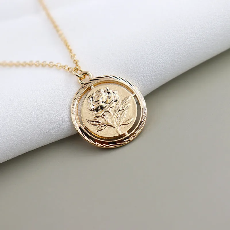 Golden Rose Relief Necklace - Vienna Verve Collection
