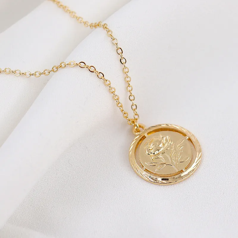 Golden Rose Relief Necklace - Vienna Verve Collection