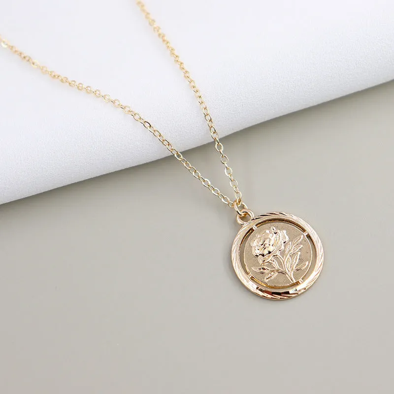 Golden Rose Relief Necklace - Vienna Verve Collection