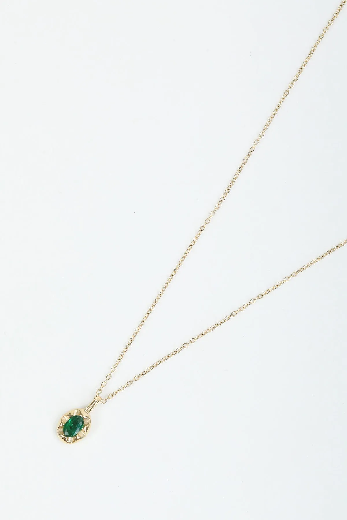Green Crystal Gold Pendant Necklace