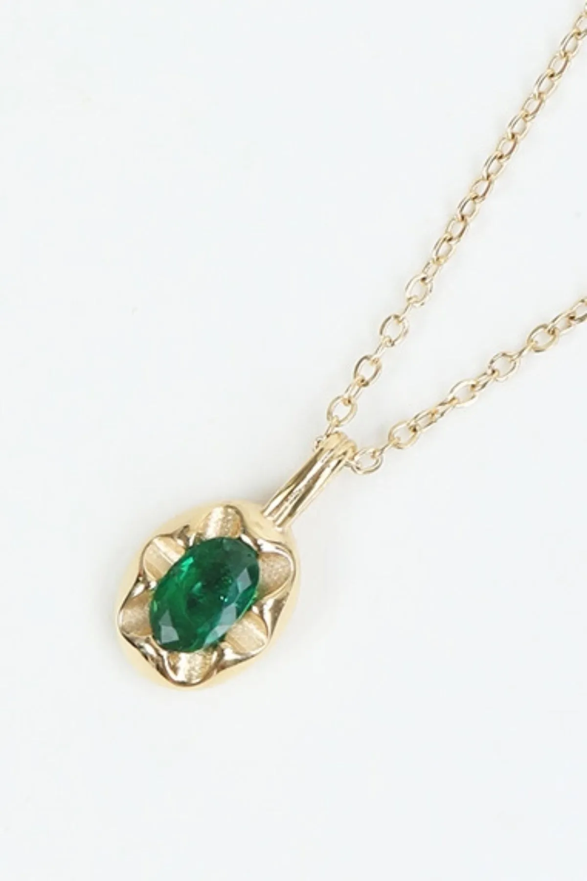 Green Crystal Gold Pendant Necklace