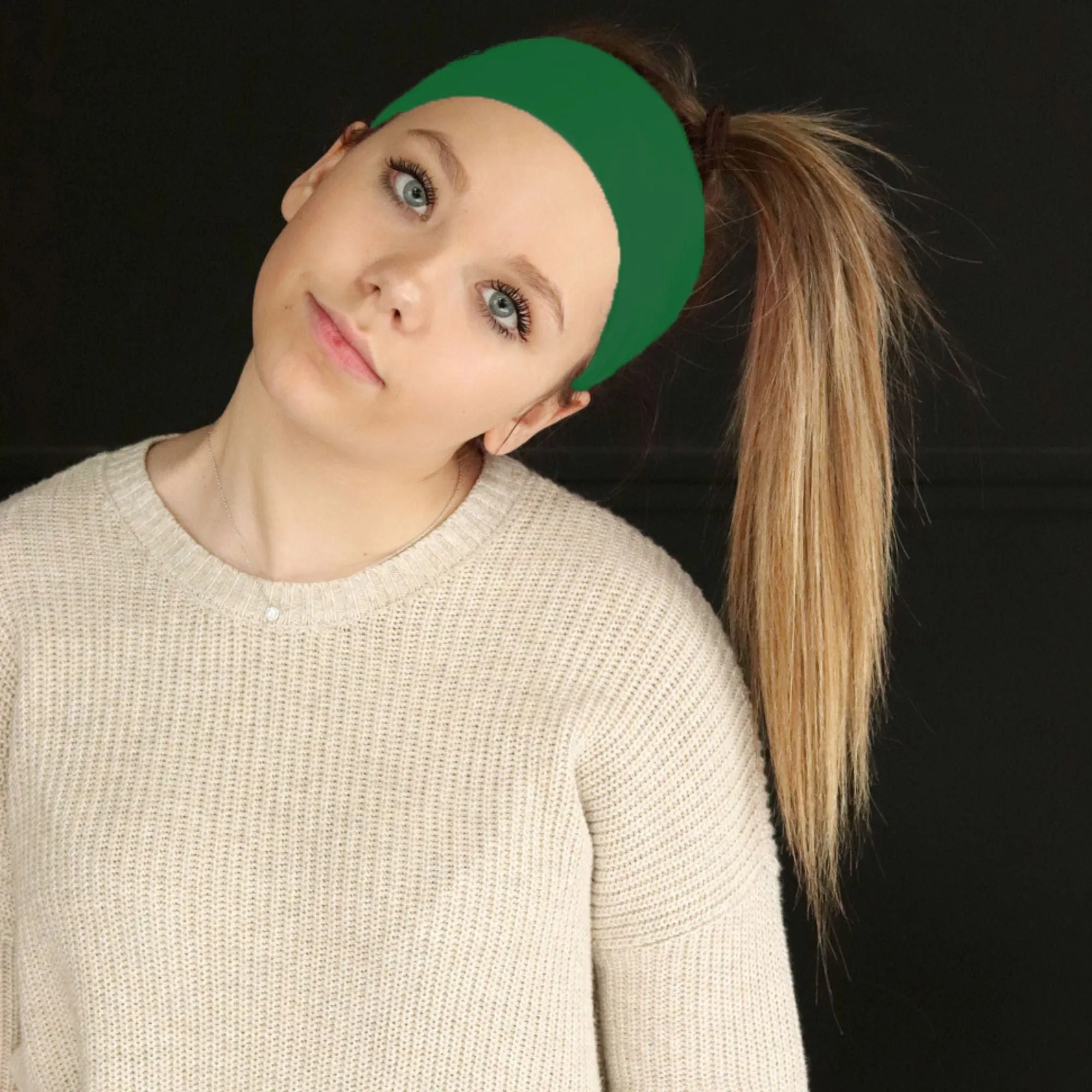 Green Wide Headbands - 12 Pack