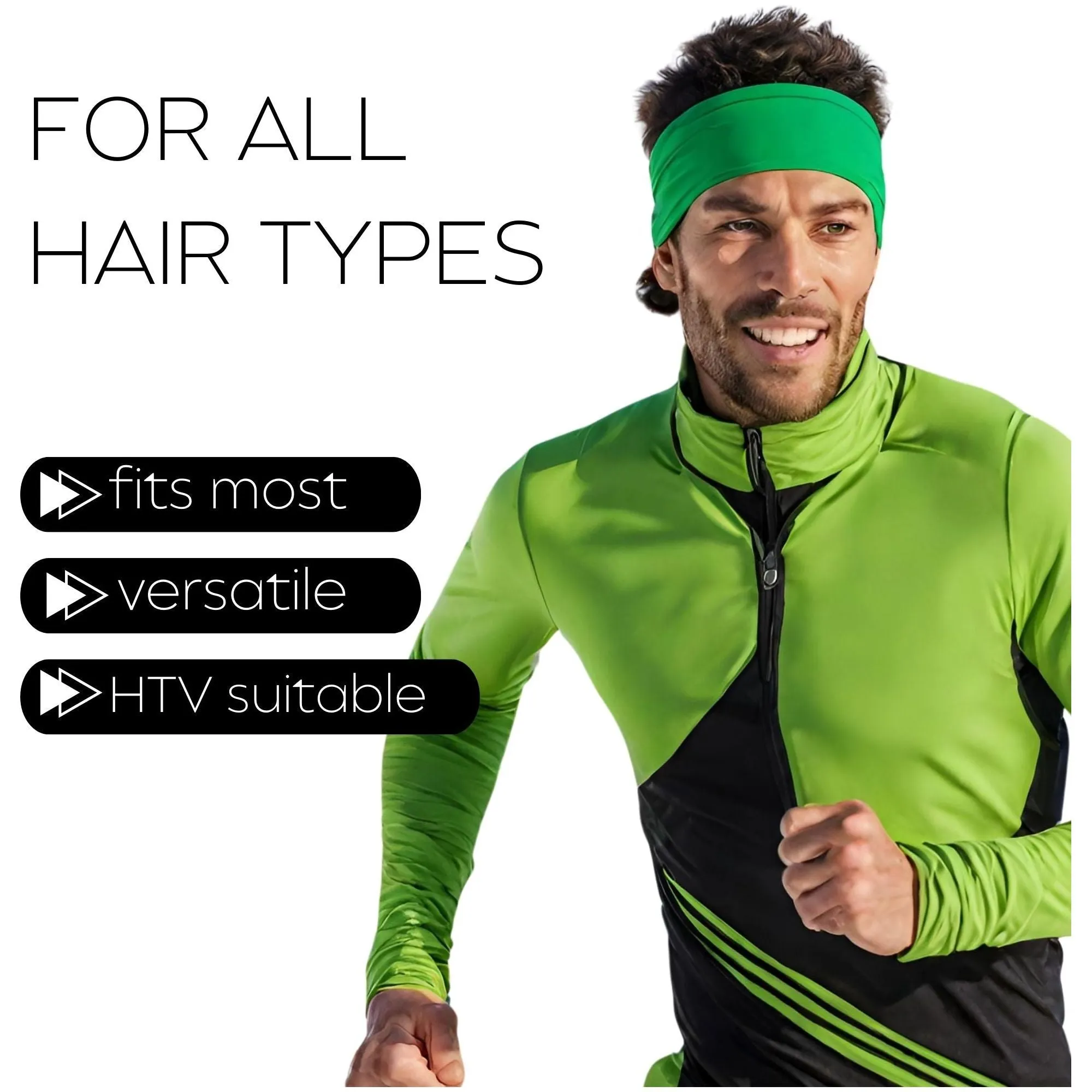 Green Wide Headbands - 12 Pack