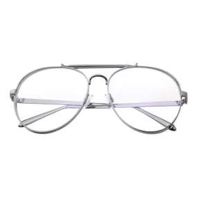 grinderPUNCH New Non-Prescription Premium Aviator Clear Lens Napoleon Dynamite Glasses,  Dwight Schrute Glasses, Weird Al Costume Glasses