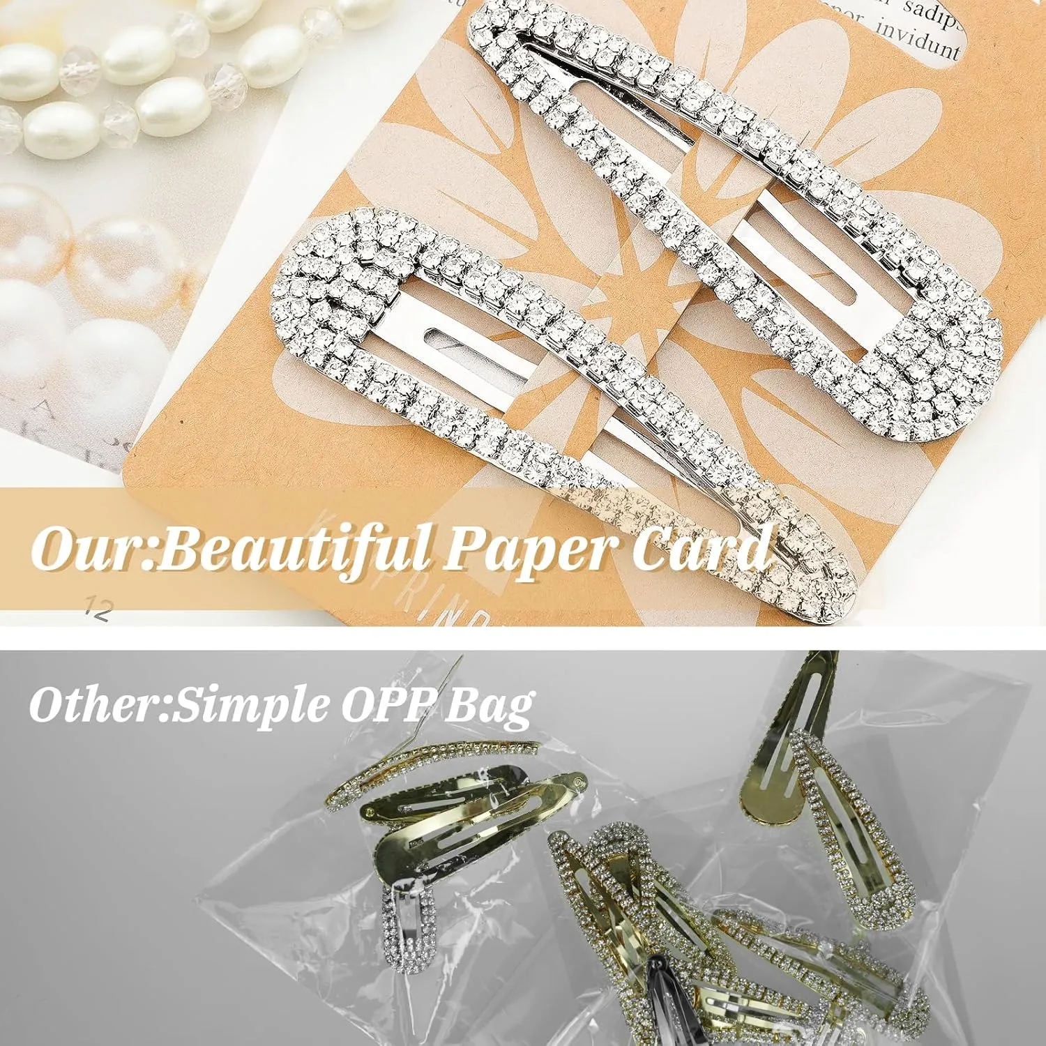Hair Clip, 2Pcs 2.4Inch Rhinestone, Silver, Hair Barrettes for Women Girls Bridal, Wedding, Party, Prom