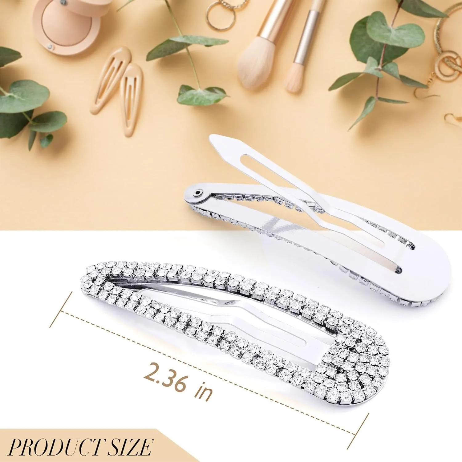 Hair Clip, 2Pcs 2.4Inch Rhinestone, Silver, Hair Barrettes for Women Girls Bridal, Wedding, Party, Prom