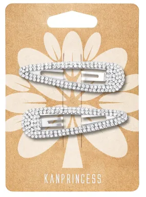 Hair Clip, 2Pcs 2.4Inch Rhinestone, Silver, Hair Barrettes for Women Girls Bridal, Wedding, Party, Prom