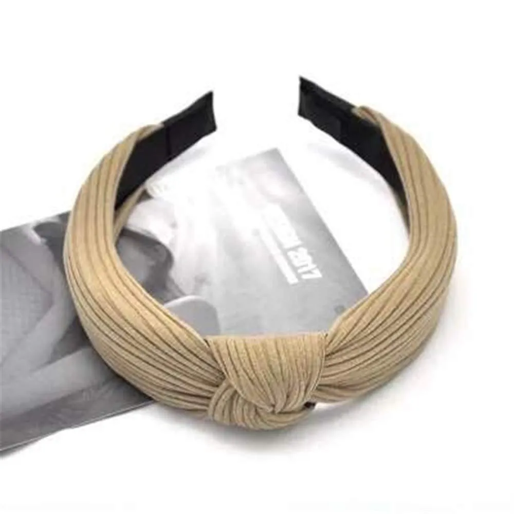 Headbands for Women Girls Bow Knotted Turban Headbands Hair Hoops Headpiece For Daily (Khaki, One Size)
