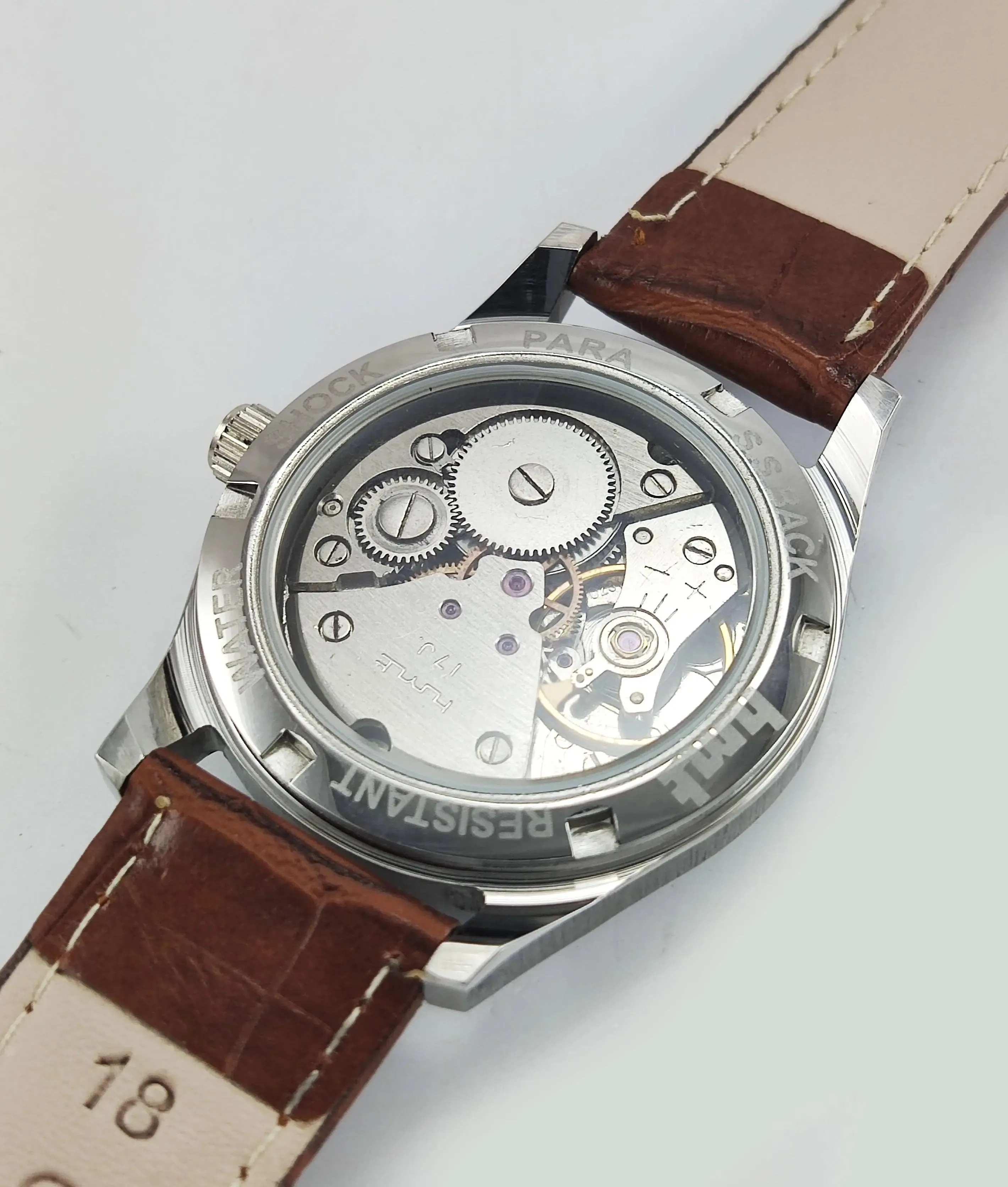 HMT Janata Para Shock 17 Jewels Urdu/Arabic Green Dial Transparent Back Mechanical Hand winding Men's Wrist Watch