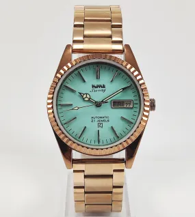 HMT Suraj Para Shock 21 Jewels Pista Green Dial Day Date Function Mechanical Automatic Men's Wrist Watch