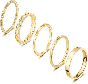 Honsny Rings Stacking Rings for Women Stackable Silver Rings Thin Rose Band Ring Set Simple Midi Thumb Finger Ring Size 4-11