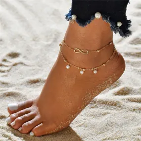 INFINITY CHARM PEARL ANKLET