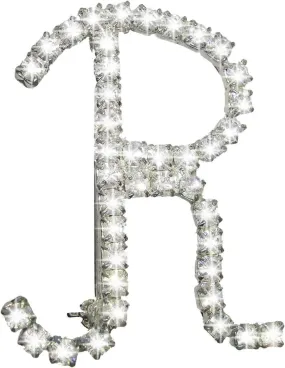 Initial Letter "R" Brooch Pin Rhinestones Silver Tone Fashion Jewelry 1.5" Fashion Brooch for Women Trendy Accessories for Women Stylish Additions
