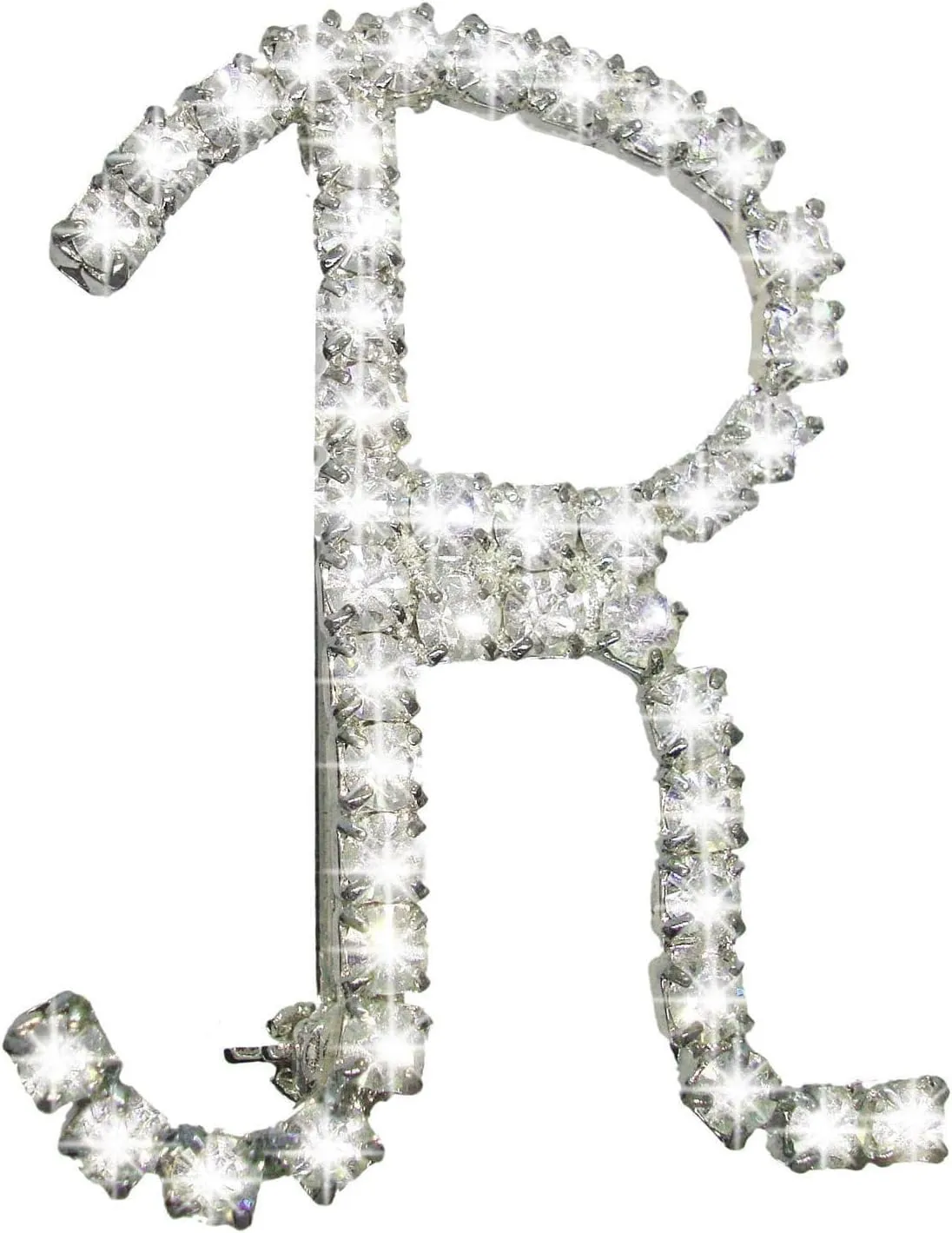 Initial Letter "R" Brooch Pin Rhinestones Silver Tone Fashion Jewelry 1.5" Fashion Brooch for Women Trendy Accessories for Women Stylish Additions