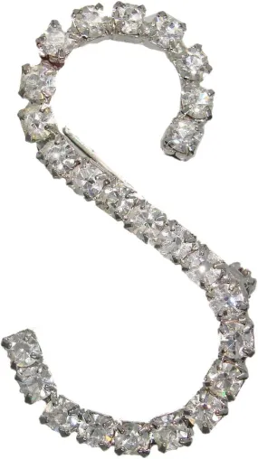 Initial Letter "S" Pin Brooch Rhinestones Silver Tone Womens 1 1/2" Fashion Brooch for Women Trendy Accessories for Women Stylish Additions