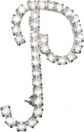 Initial "P" Pin Brooch Rhinestones Silver Tone 1 1/2" Fashion Brooch for Women Trendy Accessories for Women Stylish Additions