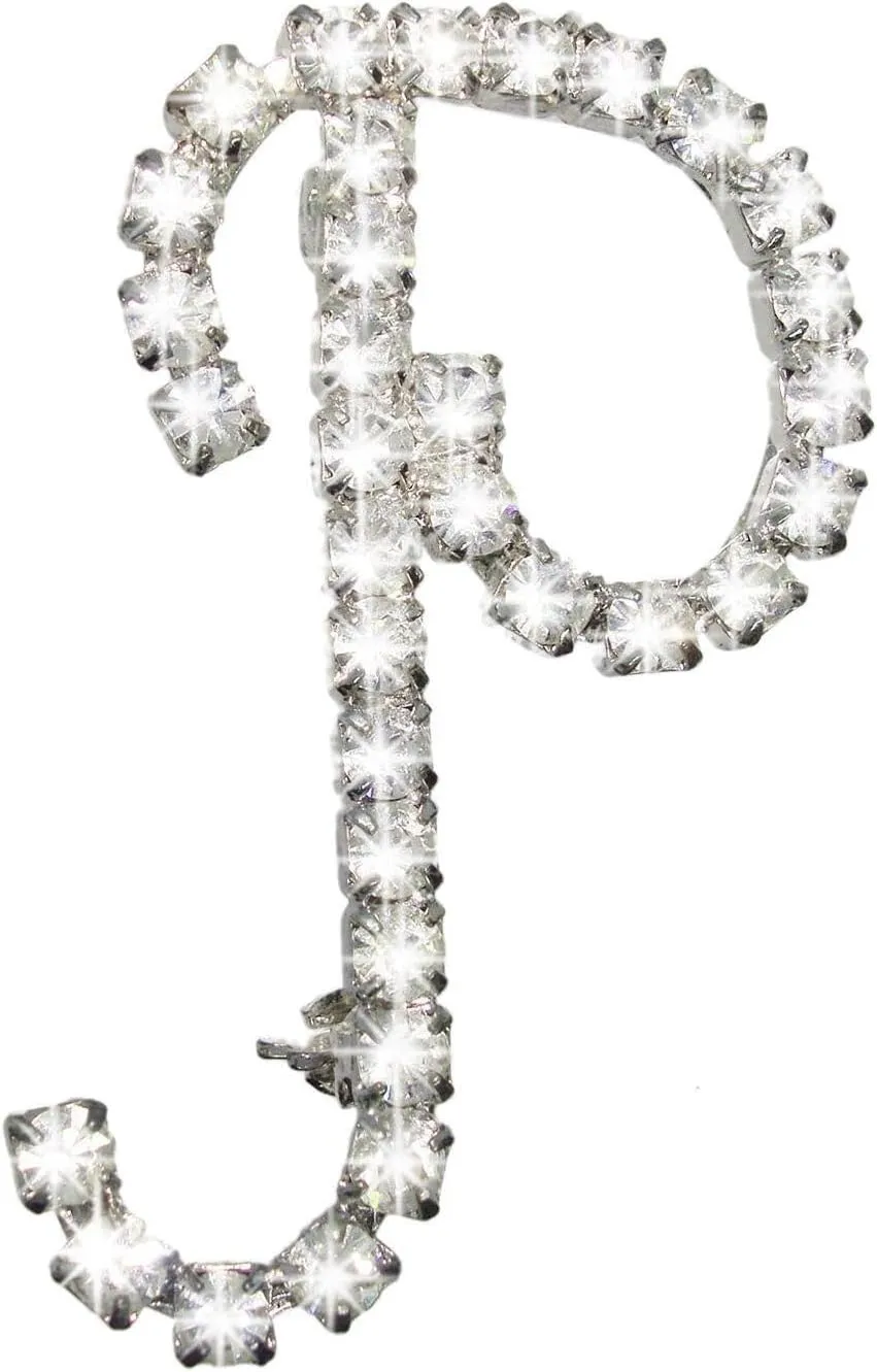 Initial "P" Pin Brooch Rhinestones Silver Tone 1 1/2" Fashion Brooch for Women Trendy Accessories for Women Stylish Additions