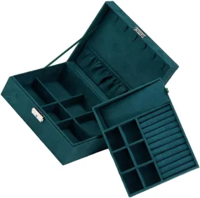 Jewelry Storage Box Travel Jewelry Finger Ring Display Case Girl Jewelry Jewelry Trim Tray Jewelry Storage Case Earring Storage Organizer Jewelry Holder Case Green Flannel