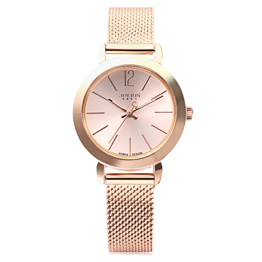 Julius JA - 732 Women Quartz Watch Stainless Steel Net Band Luminous Pointer Female Wristwatch